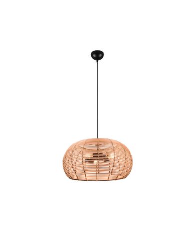 Plafonnier suspension en rotin naturel hauteur réglable Inga 3xE27 40W