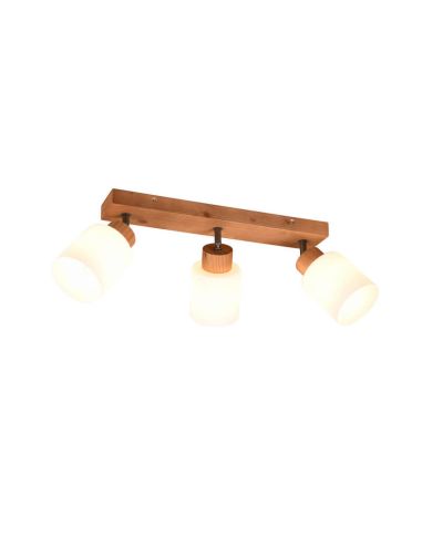 Spot plafond et applique en bois naturel Assam 3xE14 25W