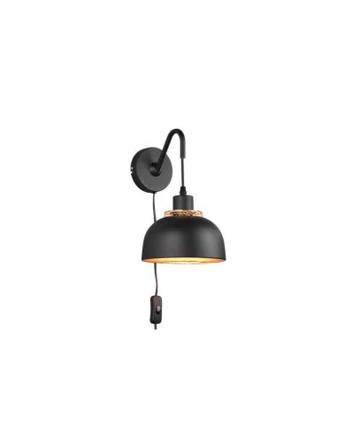 Aplique de pared negro metálico 1xE27 40W Punch