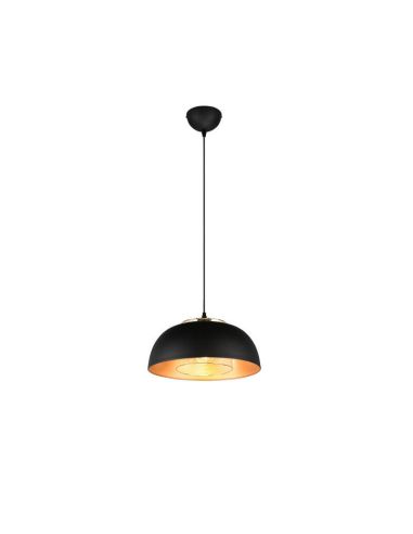 Candeeiro suspenso preto e dourado Punch 1xE27 40W