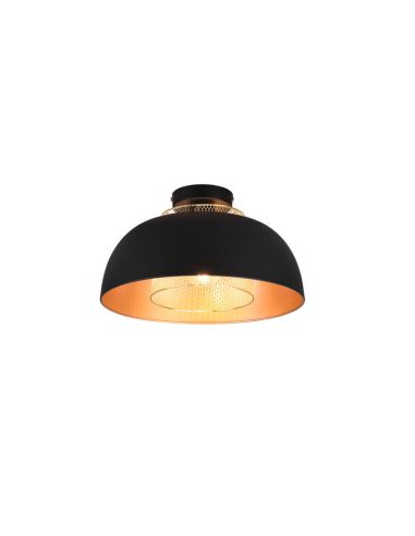 Candeeiro de teto em metal preto e dourado Punch 1xE27 40W