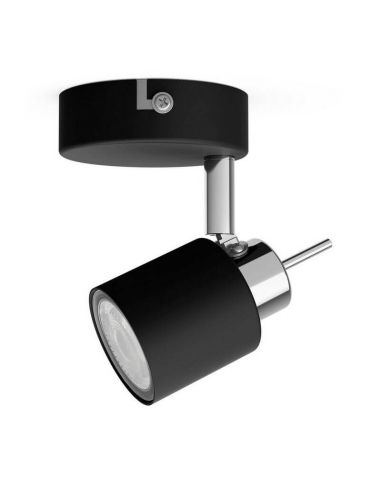 Spot rond orientable noir Meranti 1 Lumière GU10