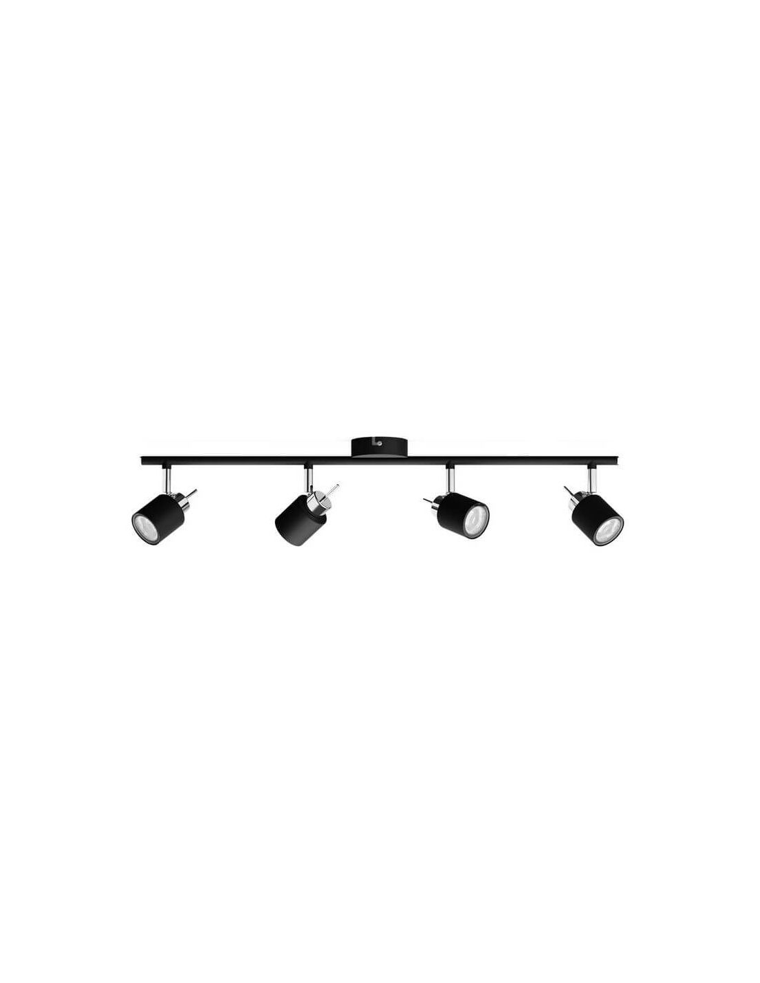 Regleta De Focos Orientables Meranti Negro Luces Leonleds