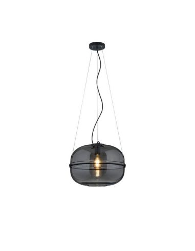 Suspension LED Lorena 40W en verre noir et acier