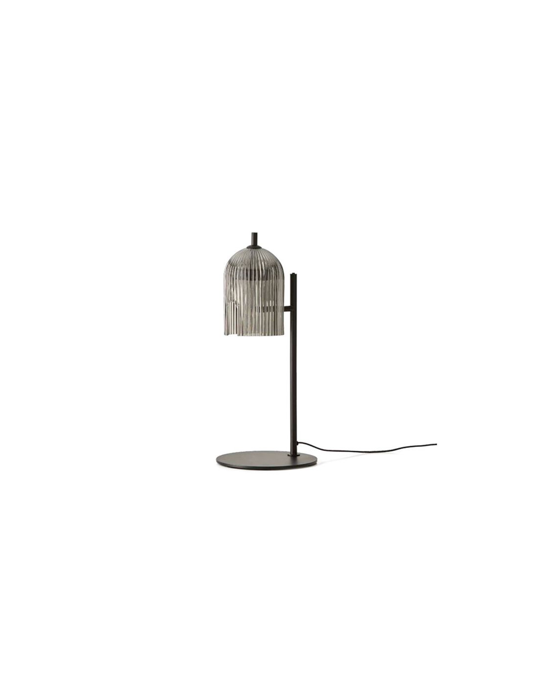 Lampe à poser design led avec base arrondie en métal et boule lumineus