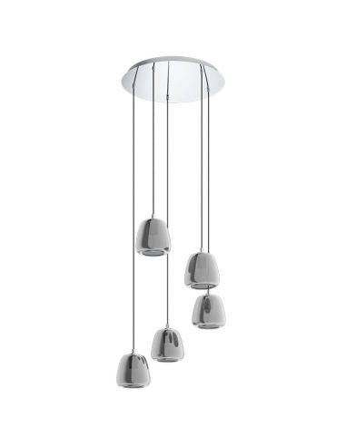 Lampe à Suspension Albarino Chrome Noir Cristal 5XE27