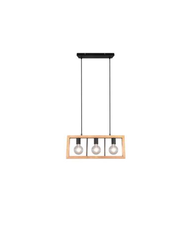 Lampe à suspension LED en bois naturel Agra 3 | LéonLeds