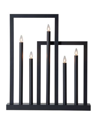 Candelabro de mesa FRAME com 5 velas LED pretas, decoração de Natal