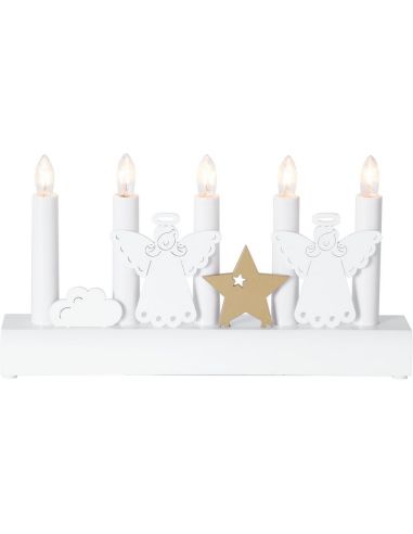 Calendabro pequeño tren o angeles blanco JULIA, 5 velas LED 3W