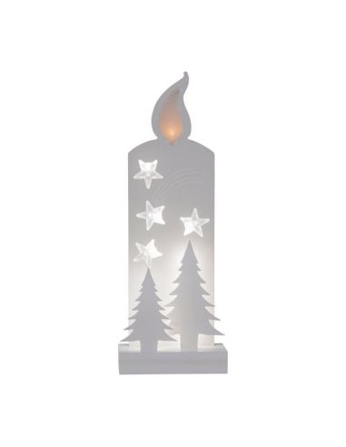 Vela LED de madeira com abetos e estrelas de Natal GRANDY 130x80x360mm