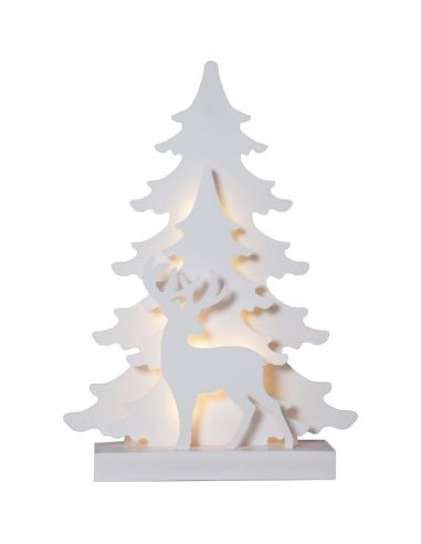 Décoration de Noël LED en bois blanc avec renne GRANDY 290x80x410mm