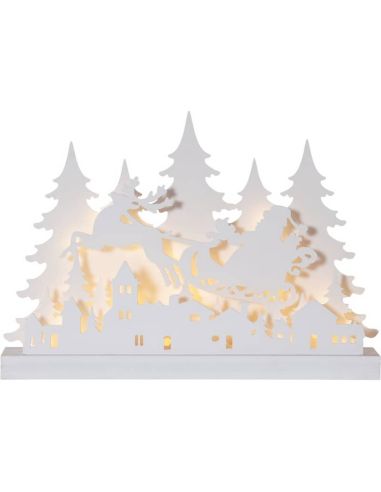 Décoration de Noël LED Forêt et Père Noël blanc GRANDY