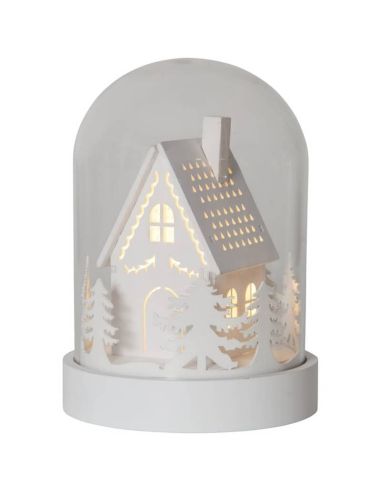 KUPOL Boule de Noël LED Maison Blanche 125mm Ø 175mm hauteur