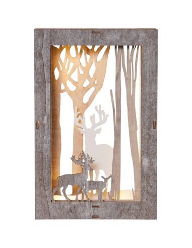 Marco navideño de bosque y renos FAUNA con luz LED, 180X280X60mm