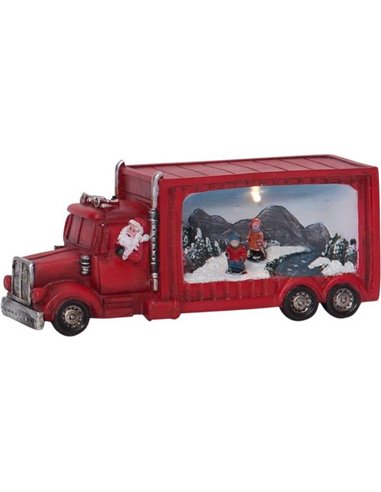 Caminhão Vermelho com Papai Noel e detalhe de montanha de Natal MERRYVILLE 210x70x90mm