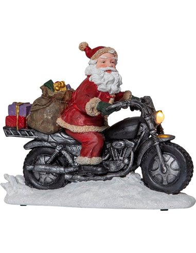 Papa Noel con regalos en Moto Custom MERRYVILLE 260x140x210mm - Deco navideña