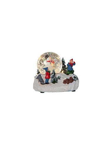 Bola de cristal com neve e luz LED WINTERVILLE, boneca com mais nove figuras, 120x100x100mm