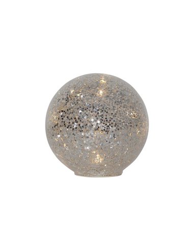 Boule décorative en verre avec lumière LED STAR FALL, grande ou petite argent