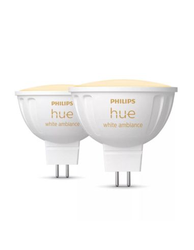 Pacote de 2 refletores LED Philips Hue White Ambiance 12V MR16 GU5.3 5W | LeonLeds