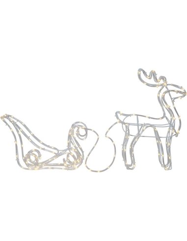 Renne et traîneau de Noël LED blanc pour intérieur et extérieur TUBY DEER 1000x120x350mm