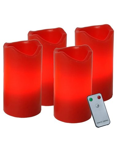 Conjunto de 4 velas LED ADVENT vermelhas e controle remoto com temporizador 100x50mm