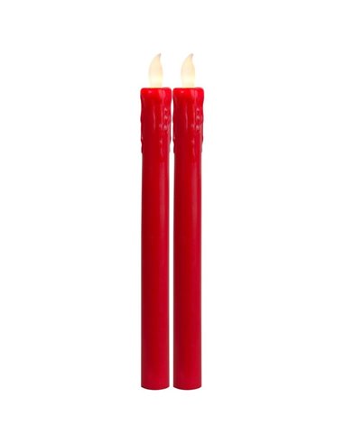 Lot de 2 bougies longues en cire décoratives à LED rouges PRESSE 23x250mm