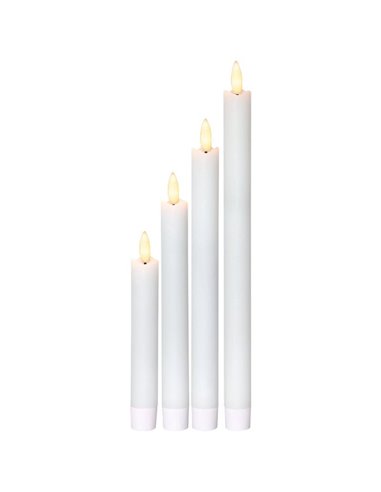 Lot de 4 bougies LED décoratives longues FLAMME de différentes hauteurs blanches