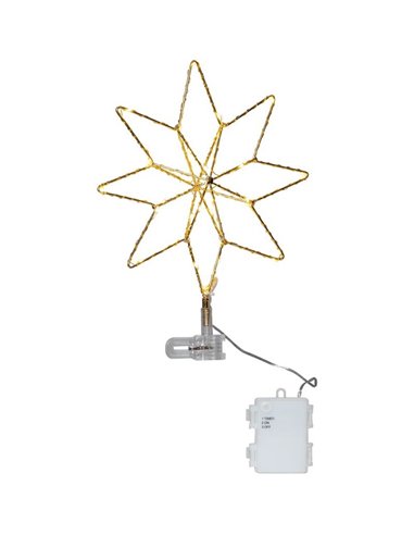 Estrela LED dourada para árvore de Natal TOPSY, a bateria 230x60x300mm