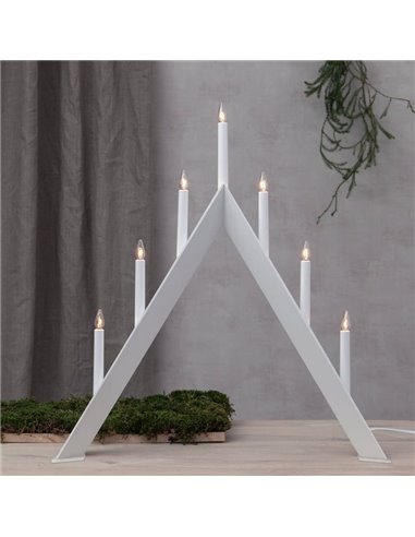 Lustre triangular de madeira com 7 velas LED ARROW 600x70x645mm