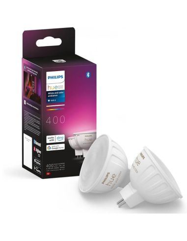 Pack 2 Focos LED Philips Hue White and Color Ambiance 12V MR16 GU5.3 5W