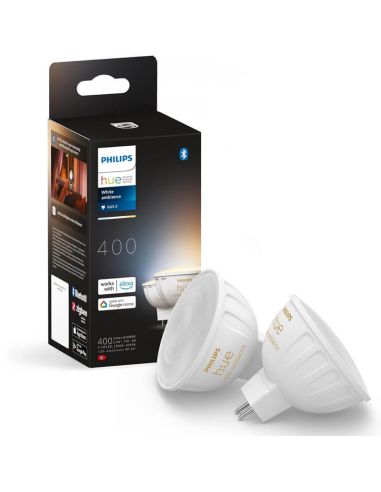 Pacote 2 focos LED inteligentes Philips Hue White Ambiance 12V MR16 GU5.3 5W Philips | LeonLeds