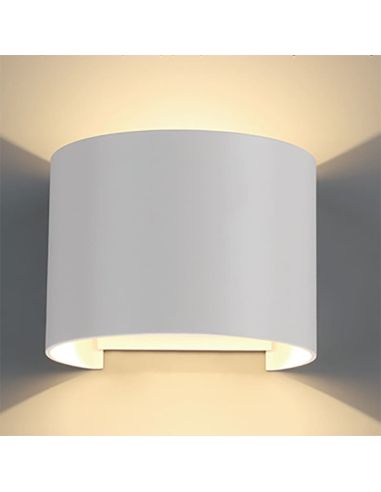 Applique d'extérieur ronde LED DAVOS 2 Eclaire haut et bas 6W, dim 2700K. blanc IP54