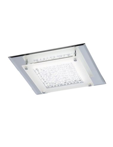 Plafon LED espelho cristal pequeno cromado 28cm 12W 4000K