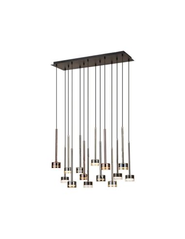 Candeeiro suspenso TONIC com 14 luzes em vidro retangular GX53 multicolorido Alt.200cm I.90cm