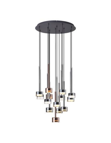 Candeeiro suspenso TONIC com 14 luzes em vidro redondo GX53 multicolorido Alt.200cm Ø60cm