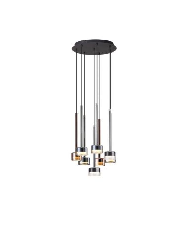 Candeeiro suspenso TONIC com 8 luzes em vidro retangular GX53 multicolorido Alt.200cm Ø47cm