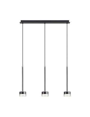 Candeeiro suspenso TONIC com 3 luzes GX53 cristal Alt.200cm I.72cm transparente