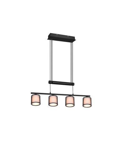 BURTON Plafonnier LED, 4 lumières, tissu et organza | LéonLeds