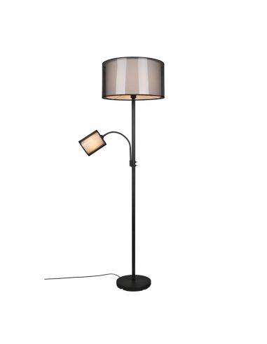 BURTON Lampadaire LED, 2 lumières, tissu et organza | LéonLeds