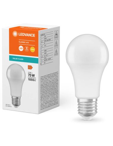 Lâmpada Led A60 E27 10W Substituição 75W 1055Lm Valor Clássico A 75 Fosco | LeonLeds