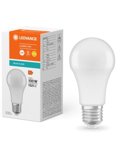 Ampoule Led E27 A60 13W Remplacement 100W 1,521Lm Valeur Classe A 100 LedVance | LéonLeds