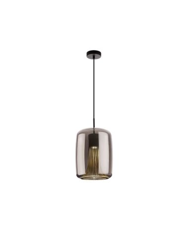 Lampe à suspension cylindrique en cristal doré et chromé KRISS GU10