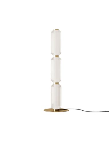 Lámpara de pie LED ELMA regulable 3 tulipas cristal estriado