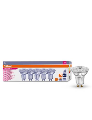 Pack 5 Bombillas LED GU10 regulables Equivalente a 50W - 4,5W Regulable | LeonLeds