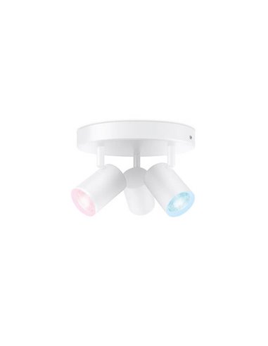 Plafonnier rond avec 3 spots polychromes orientables Imageo blanc/noir v Ø21 cm IP20 Wifi