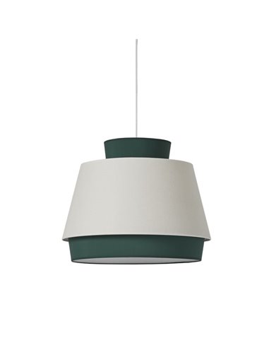 Candeeiro suspenso ASPEN 45cmØ Verde/Linho, Kit Texto Branco, LED E27 15W, CL.I