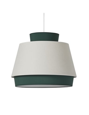 Candeeiro suspenso ASPEN 60cmØ Verde/Linho, Kit Texto Branco, LED E27 15W, CL.I