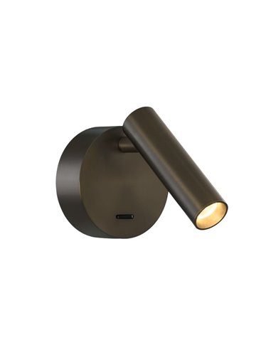 Aplique de pared LED ATRIA Superficie Bronce, 3W 3000K 285lm, CRI90 CL.I, Con interruptor, Orientable