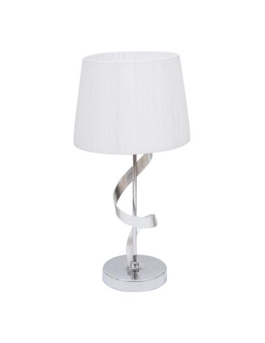 Lampe de Table Blanc Chrome Cleveland 1XE27 Ronde | leonleds