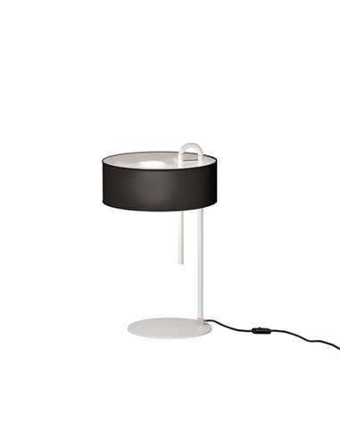 Lampe de table CLIP Abat-jour texturé blanc et noir, LED E27 15W, CL.II, interrupteur à câble